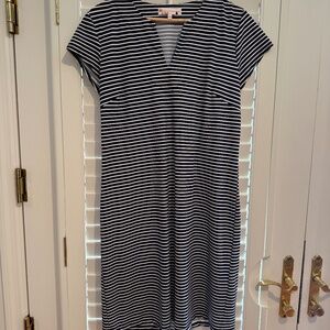 Jude Connally V-Notch Short Sleeve A-Line Jude Cloth Dress Navy/White Stripe SM